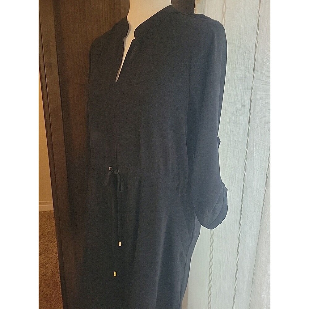 Haute Monde Lightweight Utility Style Dress Black Gold Hardware Pockets Medium - Picture 9 of 14